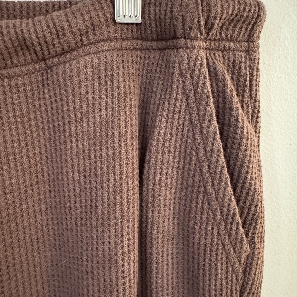 Aerie Brown Waffle Joggers - Picture 3 of 8